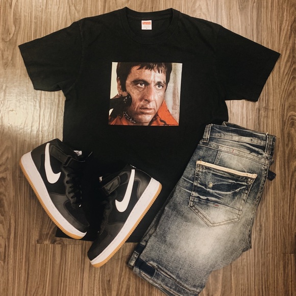 Sale supreme scarface tee shirt Cheap Sale Supreme scarface split